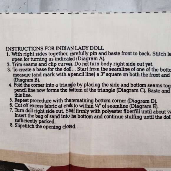 "Little Deer" Indian Doll Southwestern Brown Colors Craft Fabric Panels "3" - Picture 4 of 12